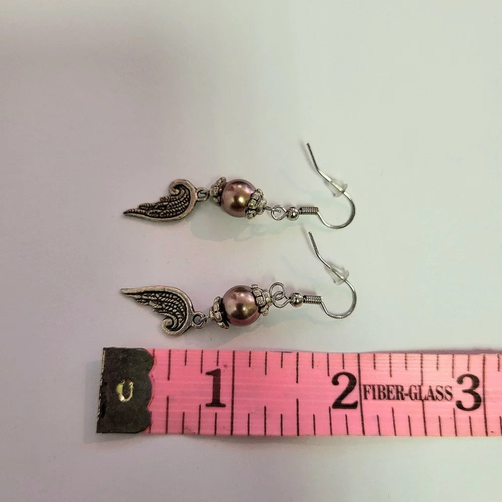 Brown angel wing costume earrings